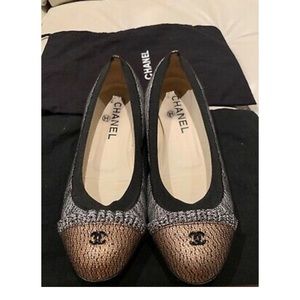 Chanel CC Two Tone Metallic Ballerina Flats 36
